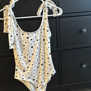 Star-Patterned White bodysuit